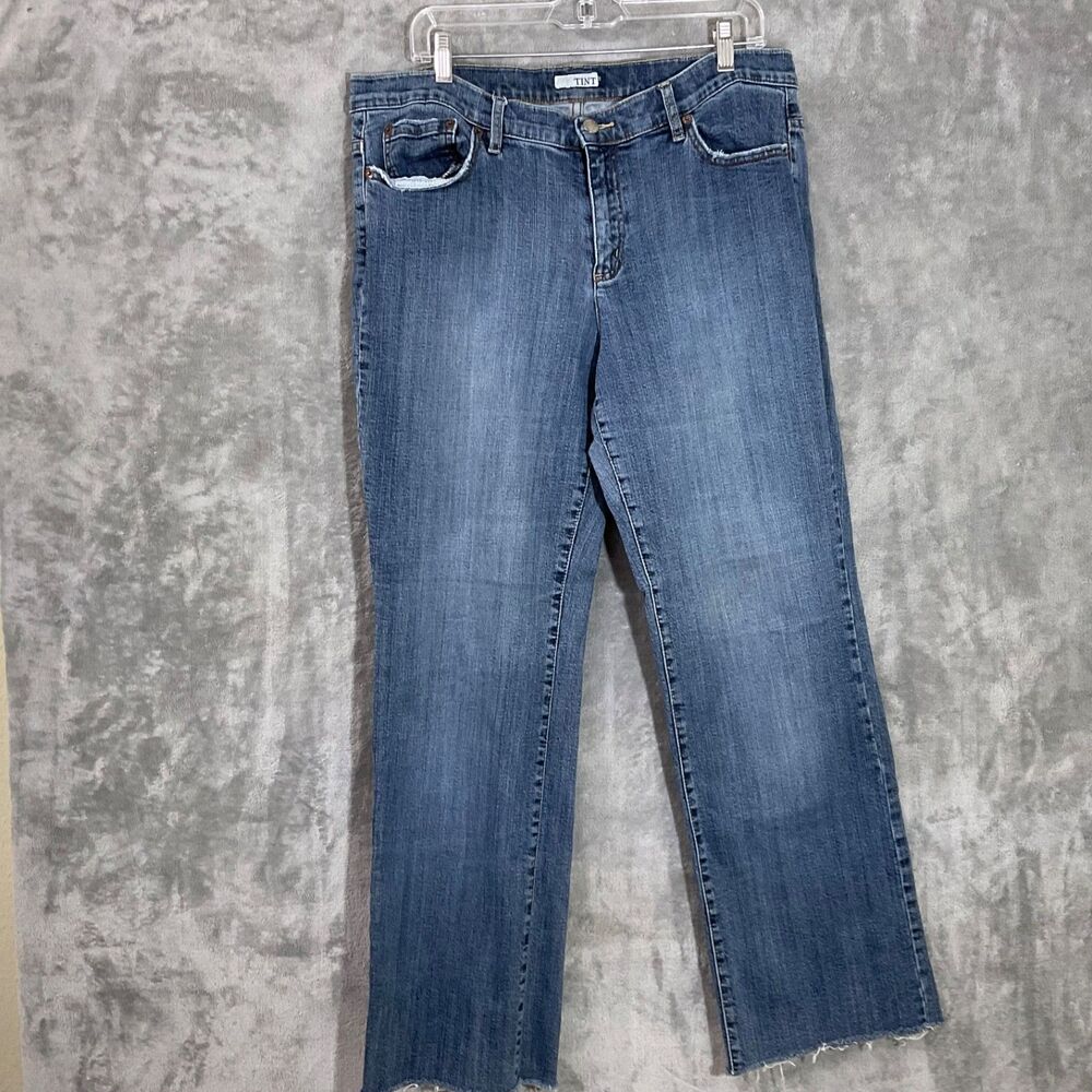Tint Boot cut frayed Jeans Women’s Size 16 Blue Denim Distressed
